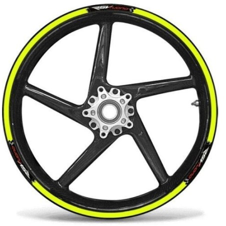 KIT TIRAS ADHESIVAS compatible para LLANTAS MOTO 17 APRILIA RSV TUONO AMARILLO FLUO