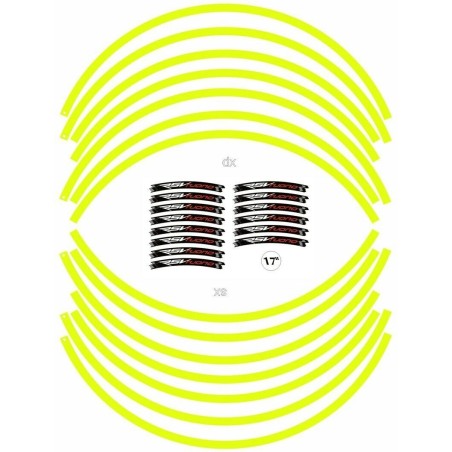 KIT TIRAS ADHESIVAS compatible para LLANTAS MOTO 17 APRILIA RSV TUONO AMARILLO FLUO