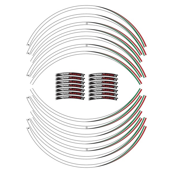 KIT DE TIRAS ADHESIVAS compatible con 17 pegatinas de LLANTAS DE MOTO APRILIA RSV TUONO