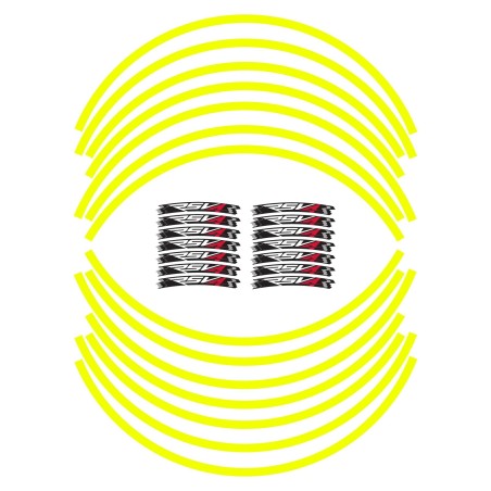 KIT DE TIRAS ADHESIVAS compatibles para LLANTAS DE MOTO APRILIA RSV4 17 - AMARILLO FLUO