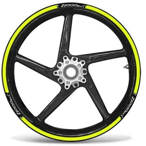 KIT STRISCE ADESIVE compatibili per CERCHI 17 MOTO KAWASAKI Z1000SX GIALLO FLUO
