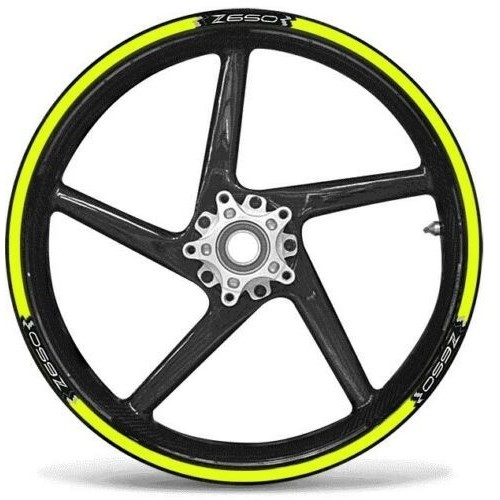 KIT TIRAS ADHESIVAS compatibles para LLANTAS MOTO KAWASAKI Z650 17 - AMARILLO FLUO