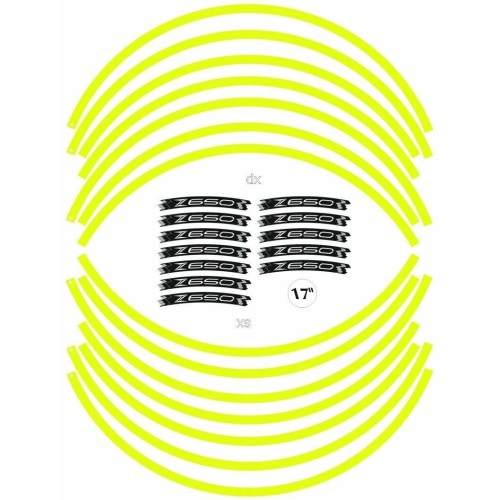 KIT BANDES ADHESIVES compatible pour jantes 17 MOTO KAWASAKI Z650- JAUNE FLUO 2
