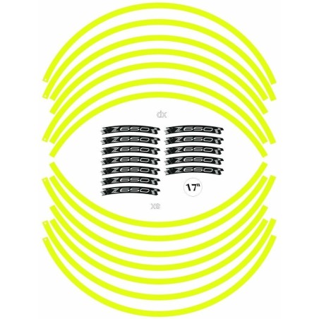 KIT TIRAS ADHESIVAS compatibles para LLANTAS MOTO KAWASAKI Z650 17 - AMARILLO FLUO