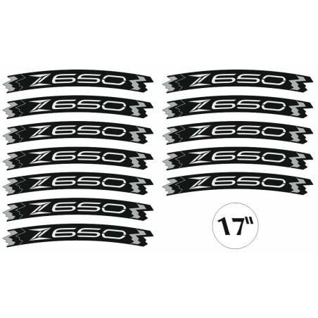 KIT TIRAS ADHESIVAS compatibles para LLANTAS MOTO KAWASAKI Z650 17 - AMARILLO FLUO