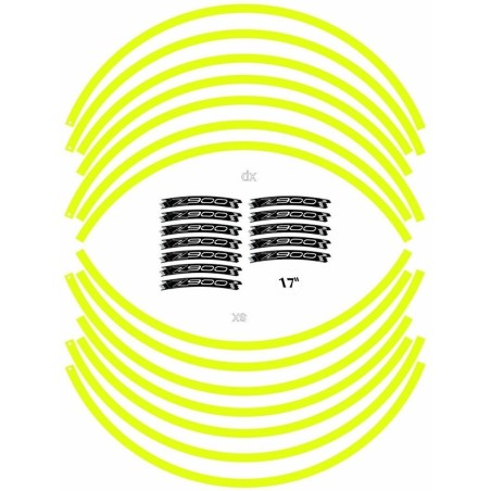 KIT STRISCE ADESIVE compatibili per CERCHI 17 MOTO KAWASAKI Z900- GIALLO FLUO