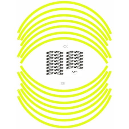 ADHESIVE STRIP KIT kompatibel für 17 NAKED MOTORCYCLE RIMS YAMAHA FZ8 YELLOW FLUO