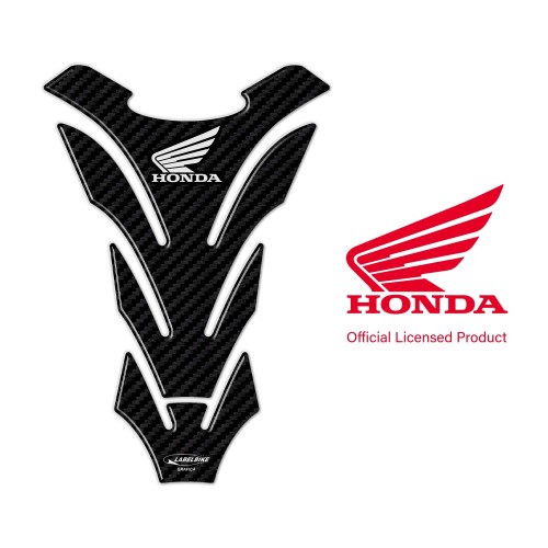 Offizieller Honda Lizenz Tank Protector 3D Harz Aufkleber Carbon Logo weiß 2