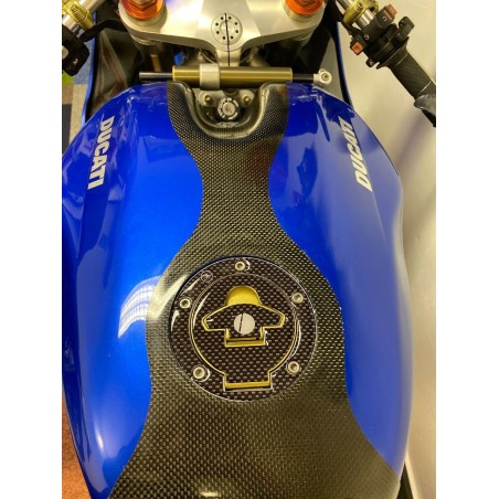 PROTEZIONE TAPPO SERBATOIO BENZINA ADESIVI in RESINA 3D CARBONIO per MOTO DUCATI