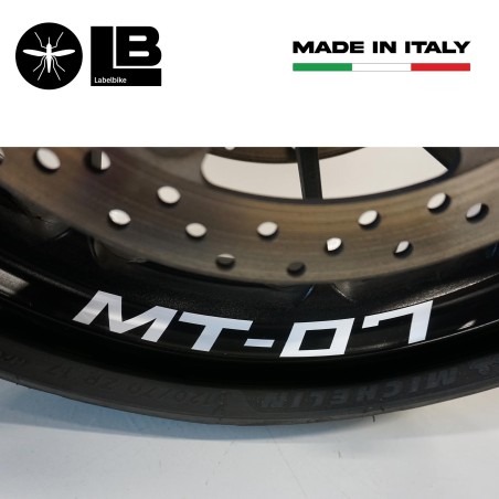 Adhesive writings for internal motorcycle wheel rims compatible with Yamaha MT-07