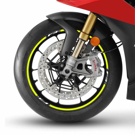 Tiras Adhesivas para Llantas de Moto compatibles con Mv Agusta F3 - Amarillo Fluo