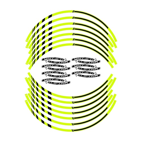 Tiras adhesivas para llantas de moto compatibles con Yamaha MT-07 - Amarillo fluo 2
