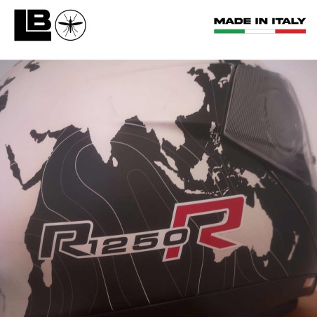 2 ADESIVI per MOTO compatibili BMW R1250R STICKERS R 1250 R NERO-ROSSO 12x3 cm 