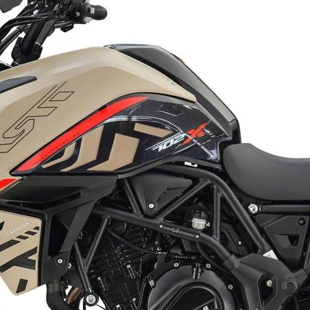 Adesivi 3D Protezioni laterali moto compatibili con Benelli TRK 702X beige 2024