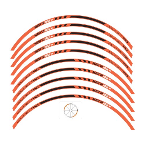 Adhesive strips for motorbike wheel rims compatible with KTM 790 Duke 2018-2024 2
