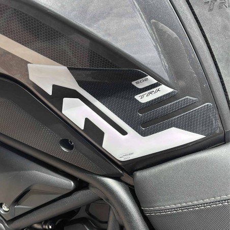 3D-Tankseitenschutzaufkleber kompatibel mit Benelli TRK 502 weiß