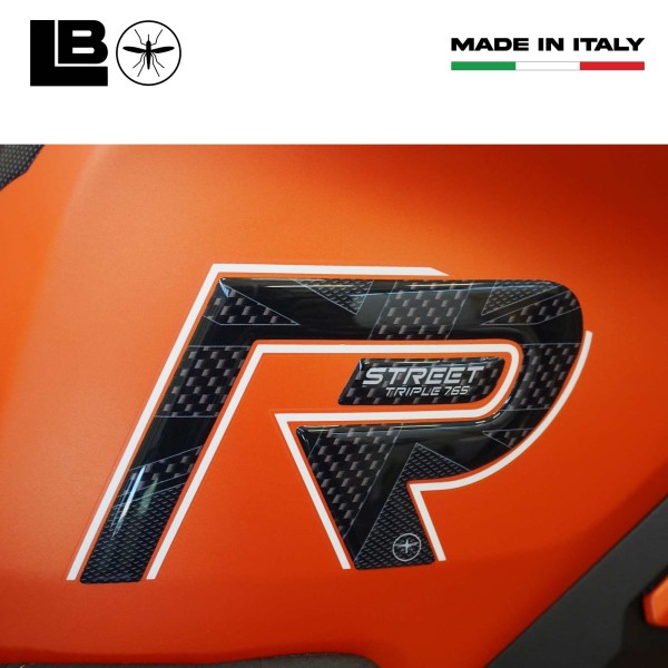 Adesivi 3D compatibili con Triumph Street Triple 765 R 2024 protezioni serbatoio