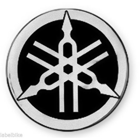 1 3D TUNING FORK RESIN STICKER for YAMAHA SCOOTER and MOTORCYCLE - 50 mm Black-Silver