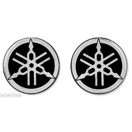 2 3D RESIN ADHESIVES Rund YAMAHA DIAPASON für MOTORRAD-SCOOTER 50 mm Schwarz-Silber