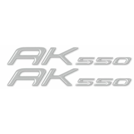 2 ADESIVI/STICKERS in RESINA gel 3D SCRITTA AK 550 per SCOOTER KIMCO AK550 new