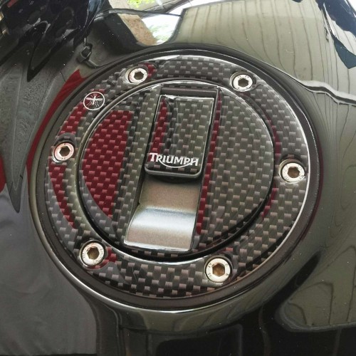 Protezione Graffi Tappo Serbatoio Triumph Adesivi In Resina 3D Carbonio per Moto