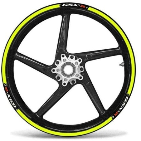 KIT DE TIRAS ADHESIVAS compatibles para LLANTAS DE MOTO GSX-R SUZUKI GSXR - AMARILLO FLUO