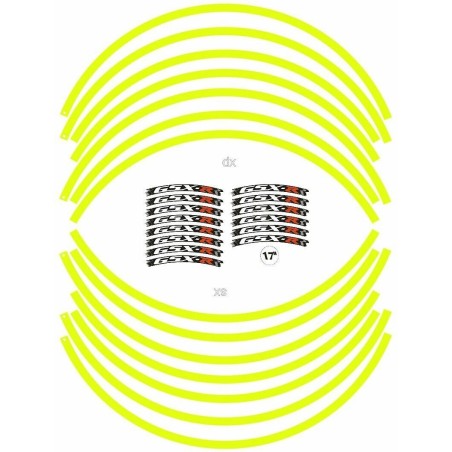 KIT DE TIRAS ADHESIVAS compatibles para LLANTAS DE MOTO GSX-R SUZUKI GSXR - AMARILLO FLUO