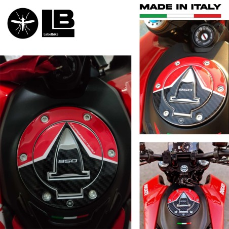 ADESIVO in resina 3D TAPPO SERBATOIO compatibile per MOTO DUCATI HYPERMOTARD 950