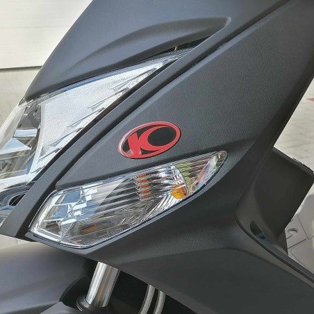 2 ADESIVI in RESINA gel 3D compatibili per scooter Kymco Xciting Nero-ROSSO New