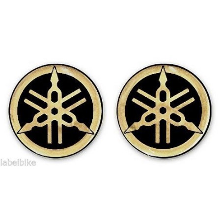 2 ADESIVI in RESINA 3D YAMAHA DIAPASON per MOTO e SCOOTER - 50 mm Nero - ORO