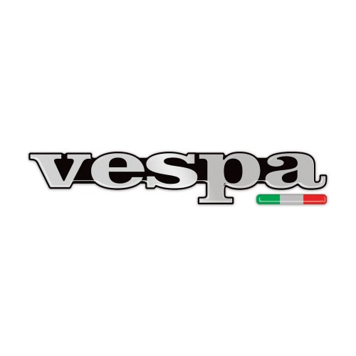 ADESIVI-STICKERS 3D SCRITTA VESPA CROMATA Adesivo per PIAGGIO+BANDIERA ITALIANA