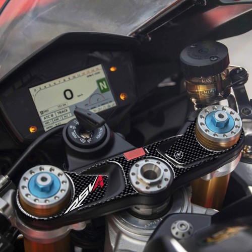 Adhesivo de protección de placa de horquilla de dirección de motocicleta 3D compatible con Aprilia Rsv4