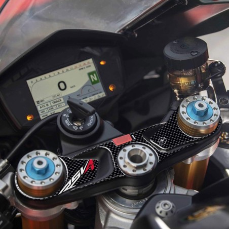 Adhesivo de protección de placa de horquilla de dirección de motocicleta 3D compatible con Aprilia Rsv4