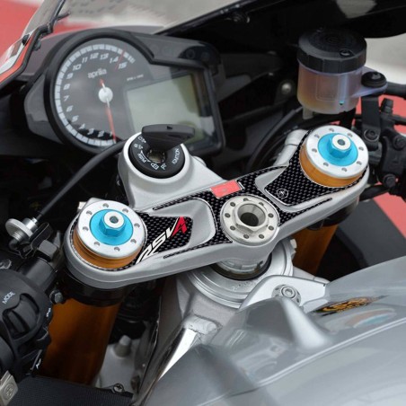 Adhesivo de protección de placa de horquilla de dirección de motocicleta 3D compatible con Aprilia Rsv4