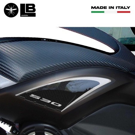 2 STICKERS pegatinas de gel 3D compatibles para scooter YAMAHA Tmax 530 carbono ergal