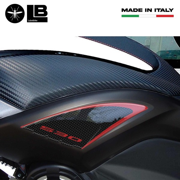2 ADESIVI Stickers gel 3D compatibili per scooter YAMAHA Tmax 530 carbonio ergal