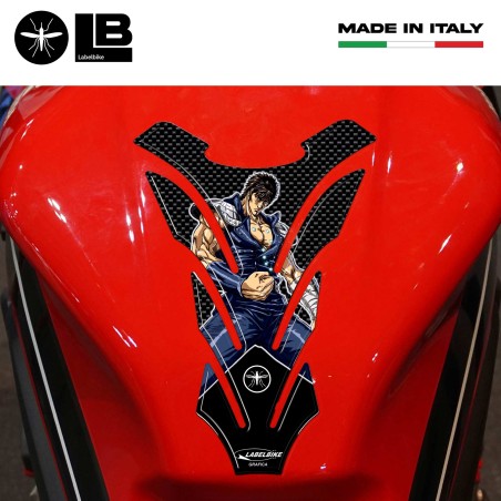 PARASERBATOIO ADESIVI-Stickers 3D SERBATOIO MOTO KEN IL GUERRIERO Carbonio-Nero