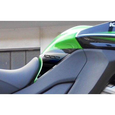 2 ADESIVI 3D GEL PROTEZIONI LATERALI compatibili per moto KAWASAKI VERSYS 1000 - Trasparente