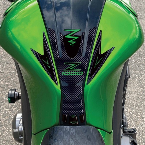 Protector depósito adhesivo 3D verde compatible con Kawasaki Z1000 2010-2020