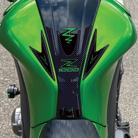 Protector depósito adhesivo 3D verde compatible con Kawasaki Z1000 2010-2020