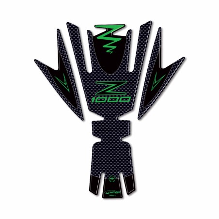 Protector depósito adhesivo 3D verde compatible con Kawasaki Z1000 2010-2020