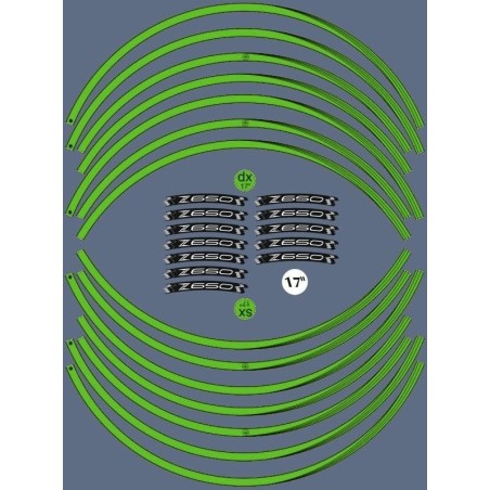 GREEN ADHESIVE STRIPES KIT compatible for 17" RIMS MOTORCYCLE KAWASAKI Z650 TUNING