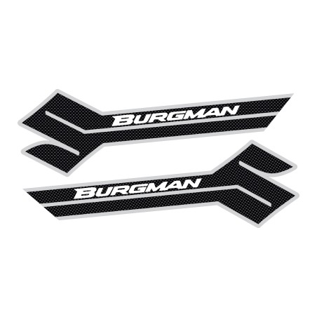 2 ADESIVI-STICKERS prespaziati Carbonio SCRITTA BURGMAN Accessori SCOOTER SUZUKI