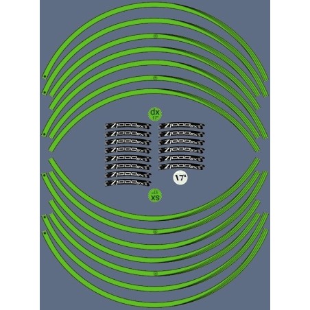 KIT STRISCE ADESIVE VERDI compatibili per CERCHI 17 MOTO KAWASAKI Z1000sx TUNING
