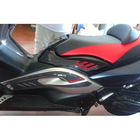 2 PEGATINAS GRANDES 3D NEGRO-CARBONO TUNING T MAX para BAJO SILLÍN MOTO YAMAHA TMAX 08-11