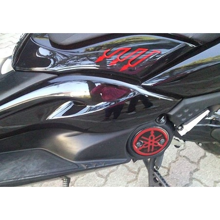 2 PEGATINAS GRANDES 3D NEGRO-CARBONO TUNING T MAX para BAJO SILLÍN MOTO YAMAHA TMAX 08-11
