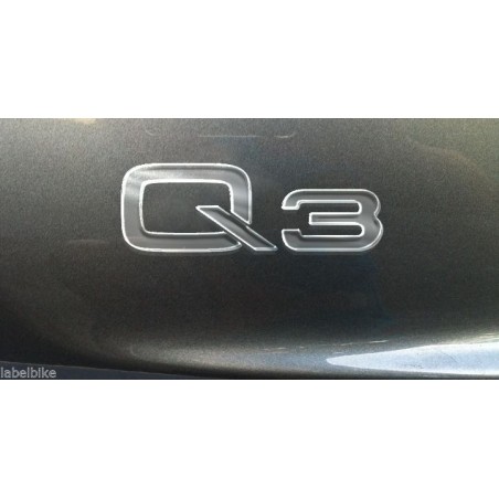 ADHESIVO/STICKER en resina gel 3D EMBLEMA DE ESCRITURA Q3 compatible para COCHES AUDI