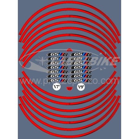 STRISCE ADESIVE compatibili per MOTO BMW GS adesivi CERCHI 17" 19" tuning RALLY