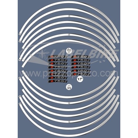 ADHESIVE STRIP KIT compatible with 17" RIMS MOTORCYCLE KAWASAKI Z750 White Stickers