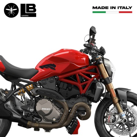 2 ESCLUSIVI ADESIVI 3D in RESINA PROTEZIONE LATERALE SERBATOIO CARBONIO per MOTO